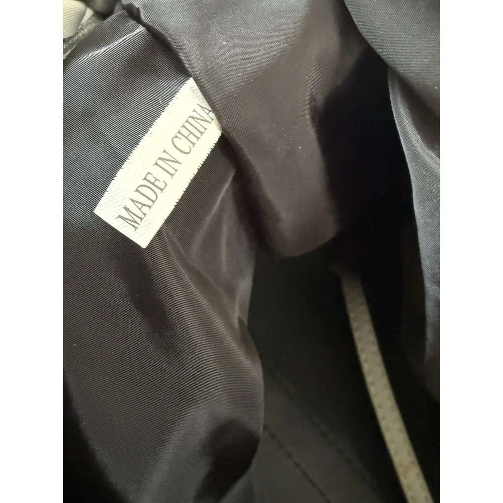 Haute Shore Neoprene Woven Shopper Tote Zip Top Shoulder Bag Gray White - Picture 11 of 16